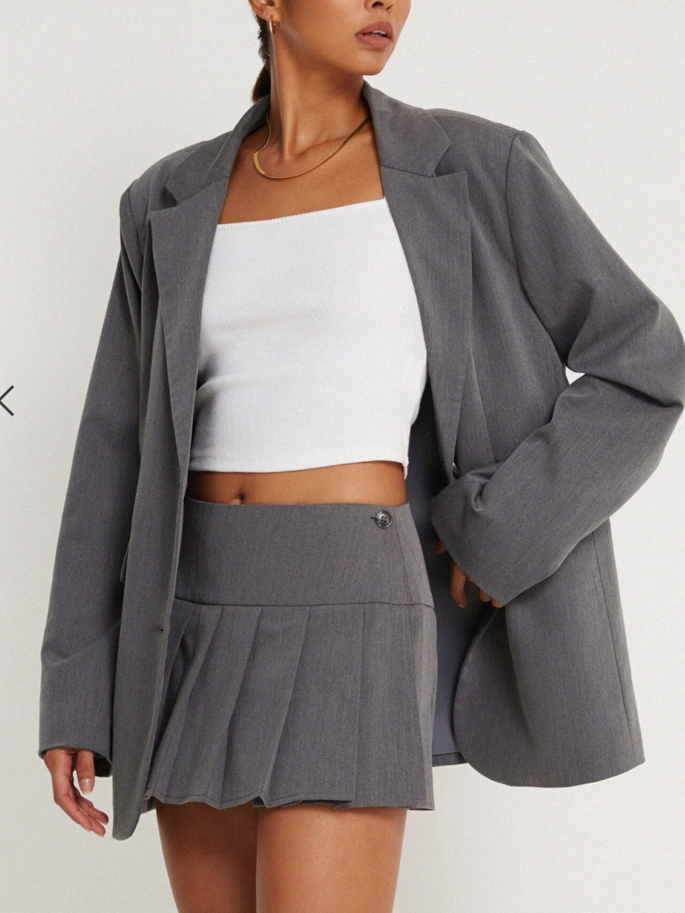 CASINI PLEATED MOTEL ROCKS MICRO SKIRT IN CHARCOAL